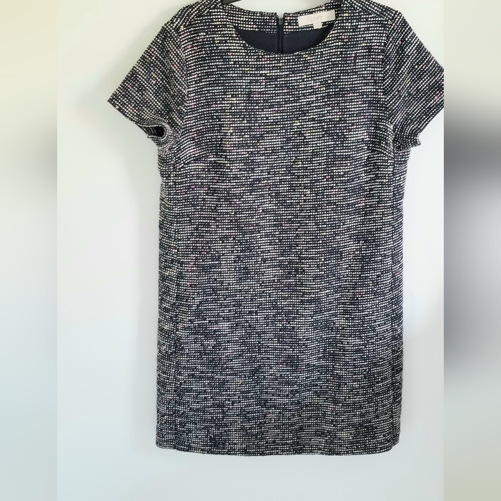 Loft navy tweed shift dress